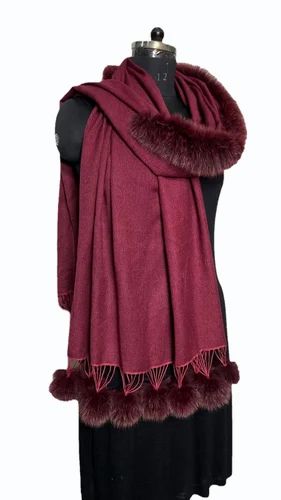 Hand Woven Fur Coller Pompom Stoles