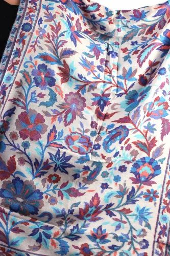 Sage Party Wear Pashmina Kani Cut Work Stole