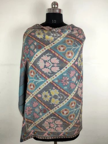 70x200cms Sage Pure Pashmina Jacquard Stole, Packaging Type: Packet