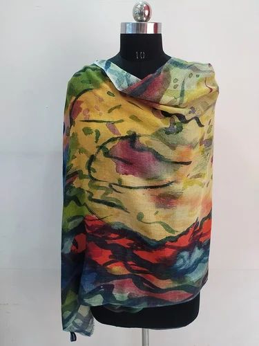 Multicolored Digital Printed Silk Cashmere Stole
