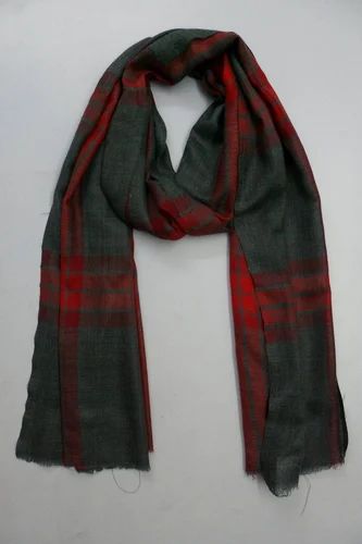 Saboori Blue Woolen Check Stoles