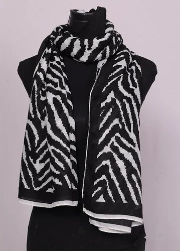 Sage Casual Wear Zebra Print Modal Cashmere Stole