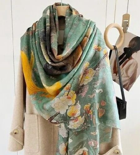 Cashmere merino digital printed stole