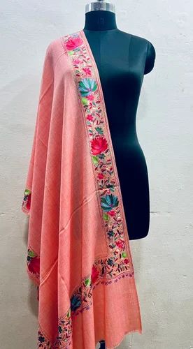 Multicolor Pashmina finewool manual embroidery nalki border stole