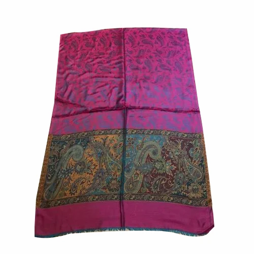Embroidered Rectangular Silk Printed Stole