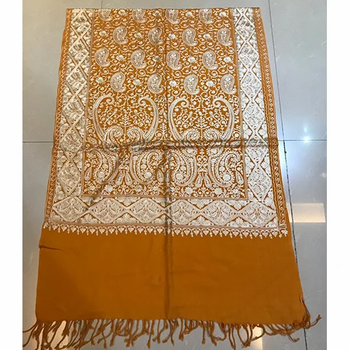 Kshitiz Textiles Rectangular Yellow Embroidered Ladies Stole