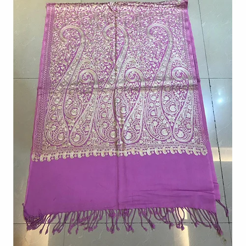 Kshitiz Textiles Rectangular Pink Embroidered Stole
