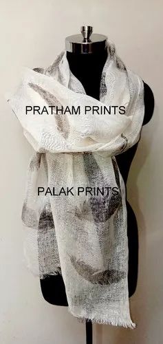 Light Grey daily Linen Printed Stole