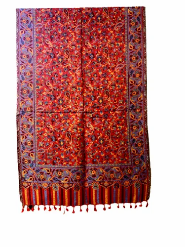 Cotton Red Viscose Kani Stole