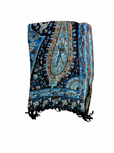 Cotton blue Embroidered Viscose Stoles