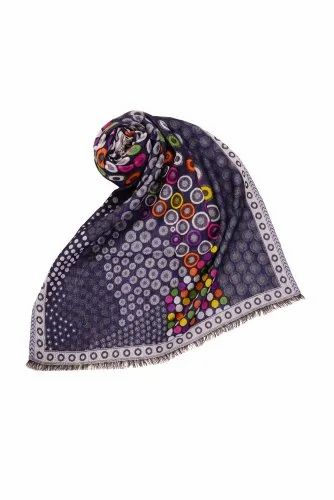 Fine Wool Blue Designer Embroidery Stole