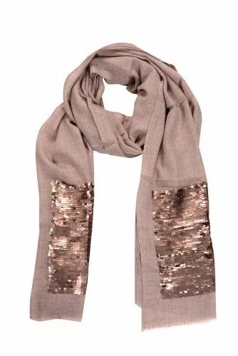 Natural Sequin Wool Stole