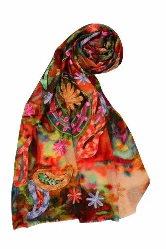 Fine wool Red designer stole