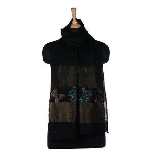 Saan Designs Plain Black Base Swarovski Design Stole
