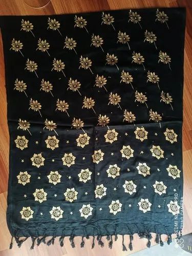 Black Ladies Satin Stole Barabanki