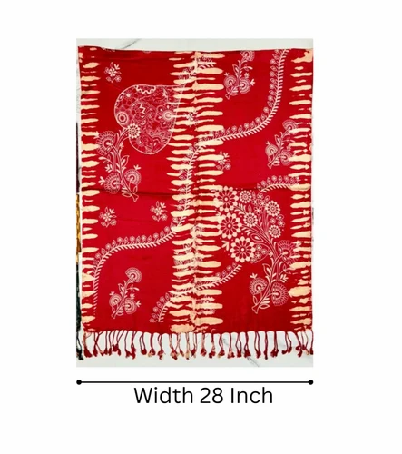Red Rayon Printed Ladies Stole
