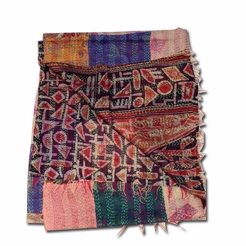 Multicolor Reversible Patchwork Kantha Stole