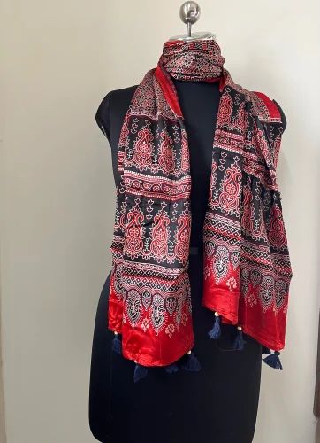 Modal Silk Stole In Ajarak Print