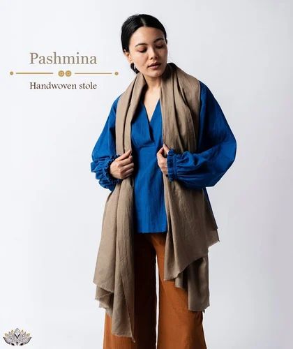 Light Brown Pure Pashmina Handwoven Stole