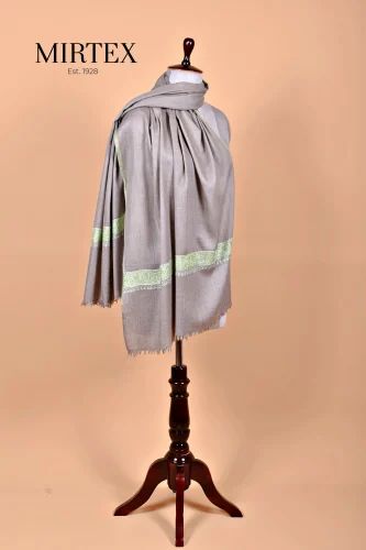 Kashmiri Merino Wool Stole Hand Embroidered Two Side Border (70x200 cm)