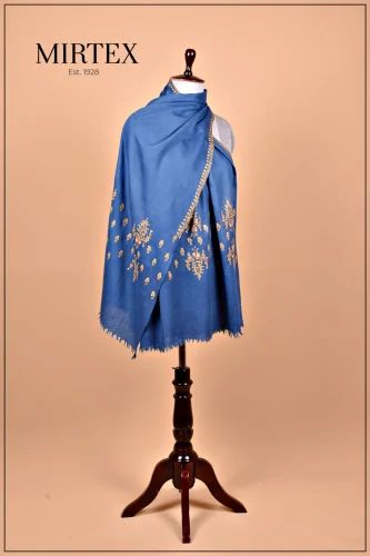 Kashmiri Merino Wool Hand Embroidered Wool Stole Net Border (70x200 cm)