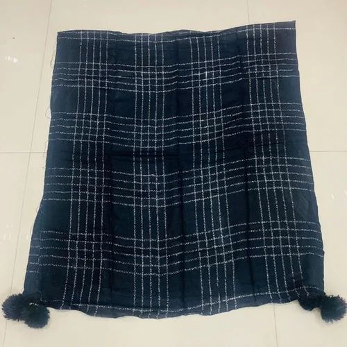 Rayon Black Lattu Check Stole