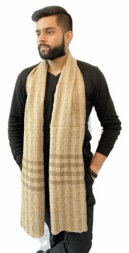 Beige Fine Wool Check Stole