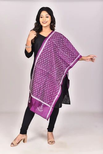 Purple Pure Silk Kantha Stitch Stole