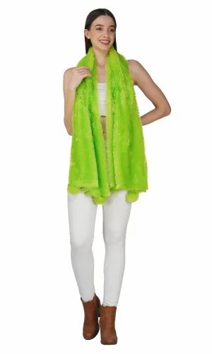 Neon Green Faux Fur Stole Winter Fur Dupatta