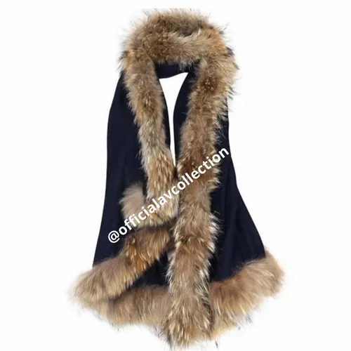 Knitted Stole 4side Fur