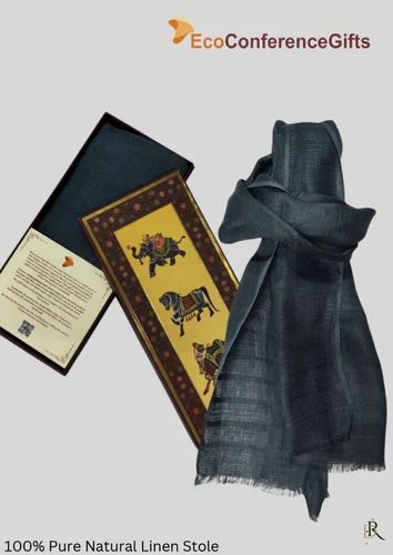 Grey Natural Linen Stole