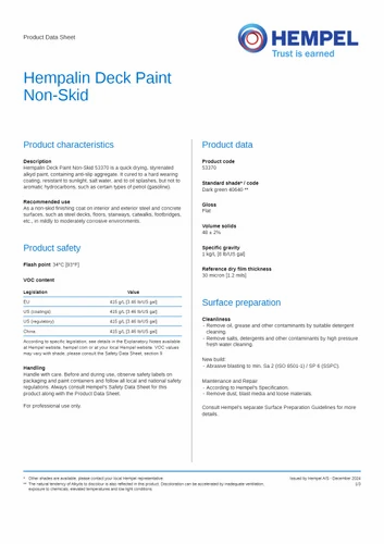 Hempalin Deck Paint Non-Skid 53370, 20L