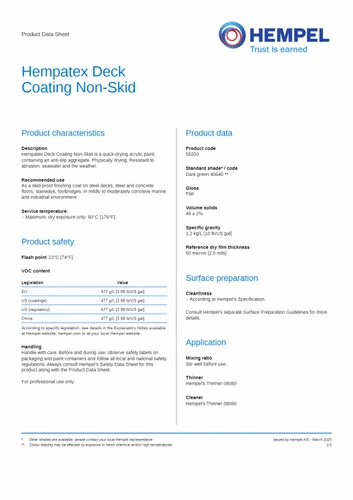 Hempatex Deck Coating Non-Skid 56250, 20L
