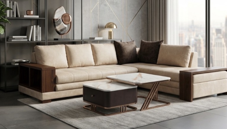 L-Shaped Storage Sectional Sofa