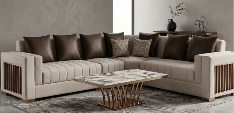 Modern L-Shaped Fabric Sectional Sofa