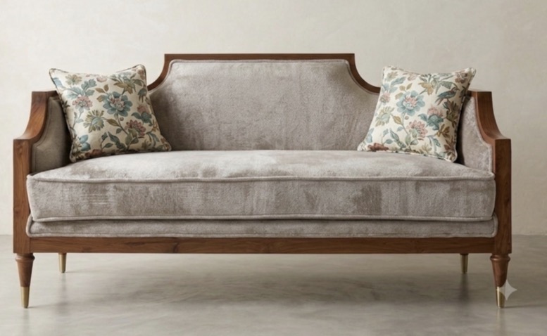 Camelback Velvet Settee sofa