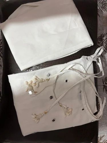 Embroidered Cotton Party Wear Suit, White