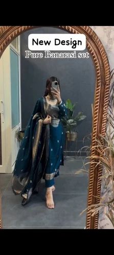 Silk Embroidered PURE BNARASI SUITS, Anarkali