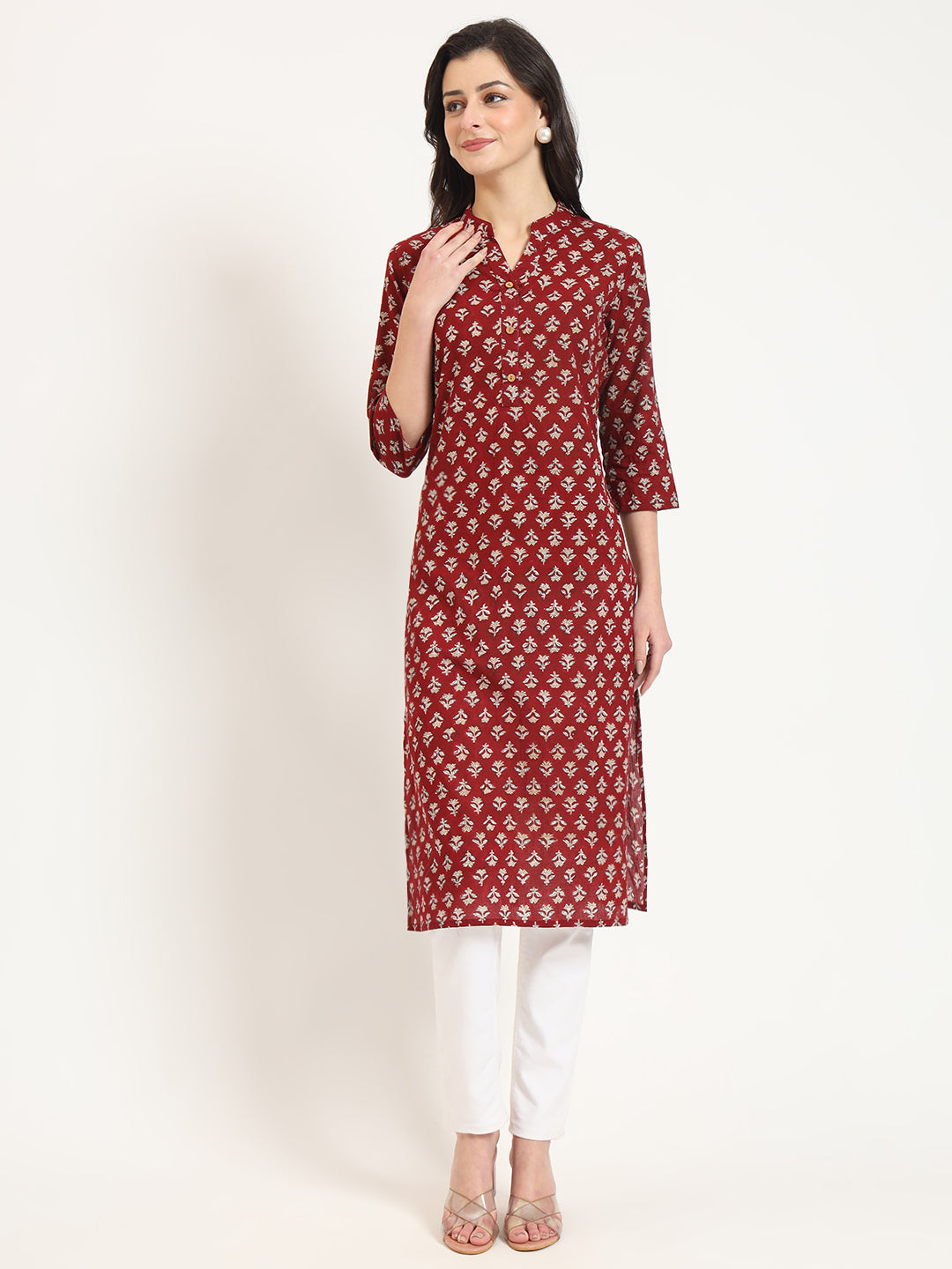 Floral Cotton A Line Kurta