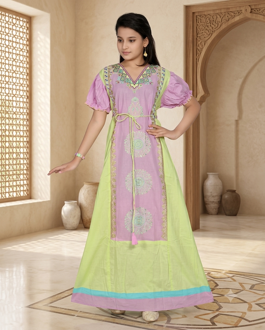Embroidered Pastel Jalabiya