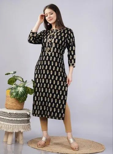Straight Rayon Printed Casual Kurti