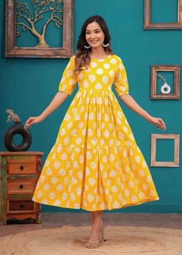Jaipuri Cotton Printed Frock Pattern Kurta