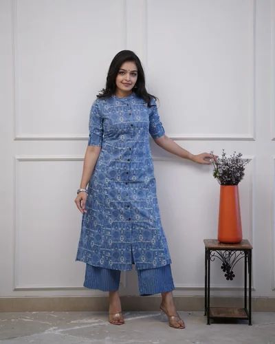 Casual Wear Ladies Cotton Printed Kurti Pant Set