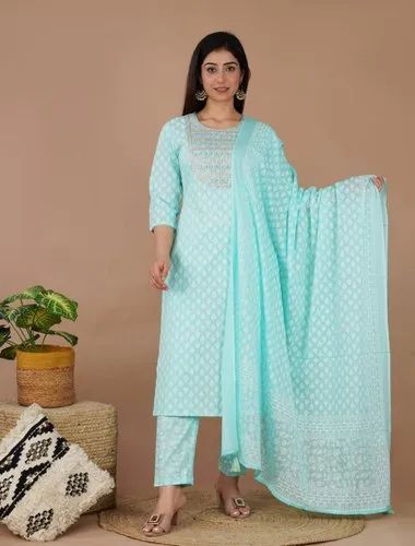 Pant Party Wear Cotton Printed Embroidered 3 Piece Suit set