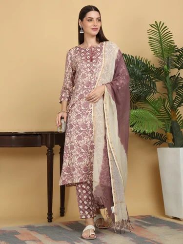 Doriya Fabric Kurta Pant Dupatta Suit Set