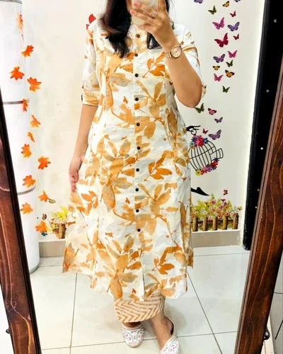 M-xxl Jaipuri Cotton Printed A-Line Kurta With Pant