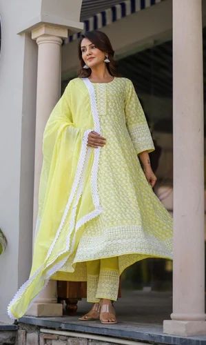Stylish Cotton Chikankari Work Suit