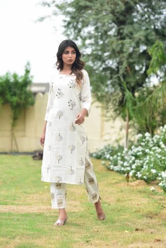 Formal Wear COTTON STRAIGHT PATTERN KURTA WITH PANT