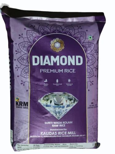 26Kg Diamind Premium Surti Wada Kolam Raw Rice, Packaging Type: HDPE Bag