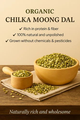 Organic Chilka Moong Dal, Packaging Size: 1 Kg